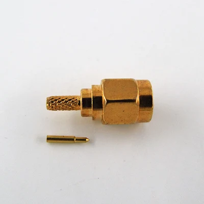 Conector de crimpado de enchufe macho SMA coaxial RF para cable IP67 Rg316 Rg174 Rg188